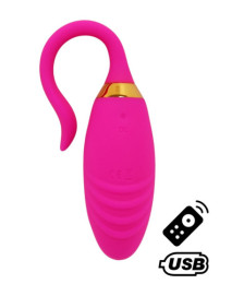 PLEASURE, Un Œuf vibrant USB avec télécommande, dans un silicone médical doux et rainuré - B24PNK